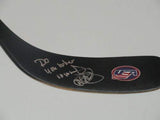 AL MICHAELS SIGNED HOCKEY STICK TEAM USA DO YOU BELIEVE IN MIRACLES INSCRIPTION PROOF
