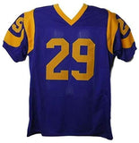 Eric Dickerson Autographed Los Angeles Rams Size XL Blue Jersey HOF JSA