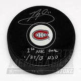 Brendan Gallagher Montreal Canadiens Signed Autographed 1st Goal Inscribed Puck