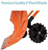 Heavy Duty Rolling Snow Pusher/Shovel 26" Wide with 6" Pivot Wheels & Adjustable Handle