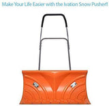 Heavy Duty Rolling Snow Pusher/Shovel 26" Wide with 6" Pivot Wheels & Adjustable Handle