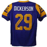 Eric Dickerson Autographed Los Angeles Rams Size XL Blue Jersey HOF JSA