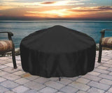 Round Outdoor Fire Pit Cover - Waterproof and Weather Resistant Black Heavy Duty Vinyl PVC