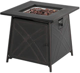 Firepit LP Gas Fireplace 28" Square Table 50,000BTU Fire Pit, Best Firetable, Black