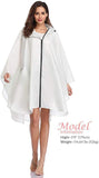 Rain Poncho Jacket Coat Hooded for Adults with Pockets. Beige