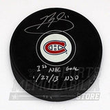 Brendan Gallagher Montreal Canadiens Signed Autographed 1st Goal Inscribed Puck