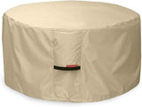 Fire Pit Cover - Waterproof 600D Heavy Duty Round Patio Fire Bowl Cover Beige - 32 inch