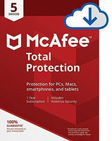 McAfee Total Protection, 5 Device, Antivirus Software, Internet Security, 1 Year Subscription- [Download Code] - 2020 Ready