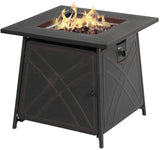 Firepit LP Gas Fireplace 28" Square Table 50,000BTU Fire Pit, Best Firetable, Black