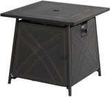 Firepit LP Gas Fireplace 28" Square Table 50,000BTU Fire Pit, Best Firetable, Black