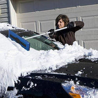 Snow Joe SJBLZD 2-In-1 Telescoping Snow Broom + Ice Scraper | 18-Inch Foam Head (Blue)