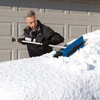 Snow Joe SJBLZD 2-In-1 Telescoping Snow Broom + Ice Scraper | 18-Inch Foam Head (Blue)