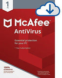 McAfee AntiVirus Protection|Internet Security|1 PC|1 Year Subscription|PC Download | 2019 Ready
