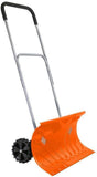 Heavy Duty Rolling Snow Pusher/Shovel 26" Wide with 6" Pivot Wheels & Adjustable Handle