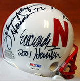 ERIC CROUCH, MIKE ROZIER & JOHNNY RODGERS AUTOGRAPHED NEBRASKA CORNHUSKERS MINI HELMET HEISMAN WINNERS WITH INSCRIPTIONS PSA/DNA ITP STOCK #103895