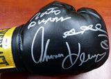 Boxing Greats Autographed Black Everlast Boxing Glove With 3 Signatures Including Sugar Ray Leonard, Thomas Hearns & Roberto Duran RH Stock #112583