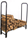 4-Foot Firewood Log Rack with Cover Combo, Outdoor Wood Storage Holder, Black