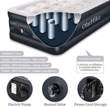 Twin Air Mattress with Built-in Pump for Guests, Inflatable Double High Elevated Airbed