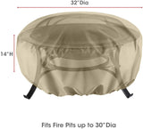 Outdoor Fire Pit Cover, Round Fire Bowl Cover, Kettle Ottoman Cover, Neutral Taupe
