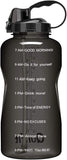 Gallon Sport Water Bottle with Drinking Straw and Motivational Time Marker, black