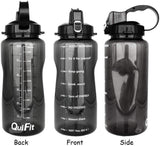 Gallon Sport Water Bottle with Drinking Straw and Motivational Time Marker, black