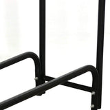 4-Foot Firewood Log Rack with Cover Combo, Outdoor Wood Storage Holder, Black