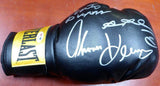 Boxing Greats Autographed Black Everlast Boxing Glove With 3 Signatures Including Sugar Ray Leonard, Thomas Hearns & Roberto Duran RH Stock #112583