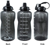 Gallon Sport Water Bottle with Drinking Straw and Motivational Time Marker, black