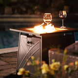 Firepit LP Gas Fireplace 28" Square Table 50,000BTU Fire Pit, Best Firetable, Black