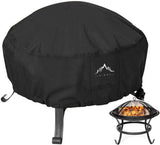 Fire Pit Cover- Heavy Duty Waterproof 600D Polyster with Thick PVC Coating, Black