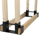 Outdoor Firewood Log Rack Bracket Kit, Fireplace Wood Storage Holder - Adjustable to Any Length
