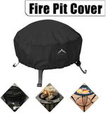 Fire Pit Cover- Heavy Duty Waterproof 600D Polyster with Thick PVC Coating, Black