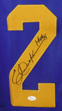 Eric Dickerson Autographed Los Angeles Rams Size XL Blue Jersey HOF JSA