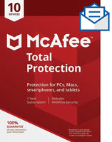 McAfee Total Protection, 10 Device, Antivirus Software, Identity Security, 1 Year Subscription- [Key card] - 2020 Ready