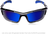 Hulislem S1 Sport Polarized Sunglasses FDA Approved Black- Blue