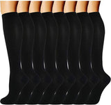 Compression Socks (8 Pairs) for Women & Men 15-20mmHg, black