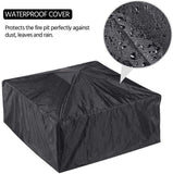 32in Outdoor Metal Firepit Square Table Backyard Patio Garden Stove Wood Burning Fire Pit
