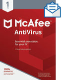 McAfee AntiVirus Protection|Internet Security|1 PC|1 Year Subscription| Activation Code by Mail | 2019 Ready