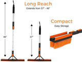 46" Extendable Snow Brush with Squeegee & Ice Scraper - Foam Grip - T-Shape Auto Snow Brush
