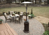 Propane Patio Heater w/Wheels, 48,000 BTU w/Table and 33" Heat Shield, Tall, Hammered Bronze