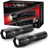 LED Tactical Flashlight S1000 [2 PACK] - High Lumen, Zoomable, 5 Modes
