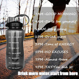 Gallon Sport Water Bottle with Drinking Straw and Motivational Time Marker, black