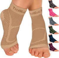 Ankle Brace Compression Sleeve - Relieves Achilles Tendonitis, Joint Pain. Beige