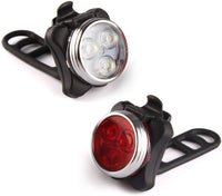 USB Rechargeable Bike Light Set,Super Bright Front Headlight and Free Rear LED Bicycle Light