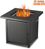 Propane Fire Pit Table, 28 inch 50,000 BTU Auto-Ignition Outdoor Gas Fire Pit Table