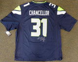 Seattle Seahawks Kam Chancellor Autographed Blue Nike Jersey Size XL MCS Holo
