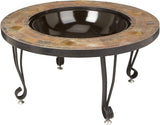 AmazonBasics 34-Inch Natural Stone Fire Pit with Copper Accents