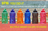 Large Leakproof BPA Free Fitness Sports Water Bottle with Motivational Time Marker & Straw