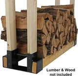 Outdoor Firewood Log Rack Bracket Kit, Fireplace Wood Storage Holder - Adjustable to Any Length