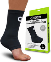 Ankle Brace Compression Support Sleeve (1 Pair) - BEST Ankle Compression Socks, Black